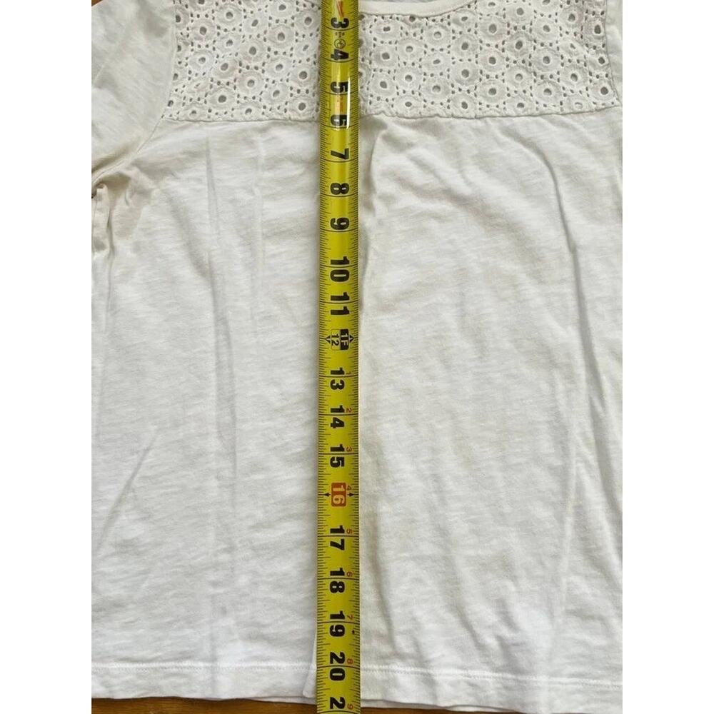 J. Crew White Eyelet Yoke T-Shirt Short Sleeve White Size S A000869 - Picture 6 of 9